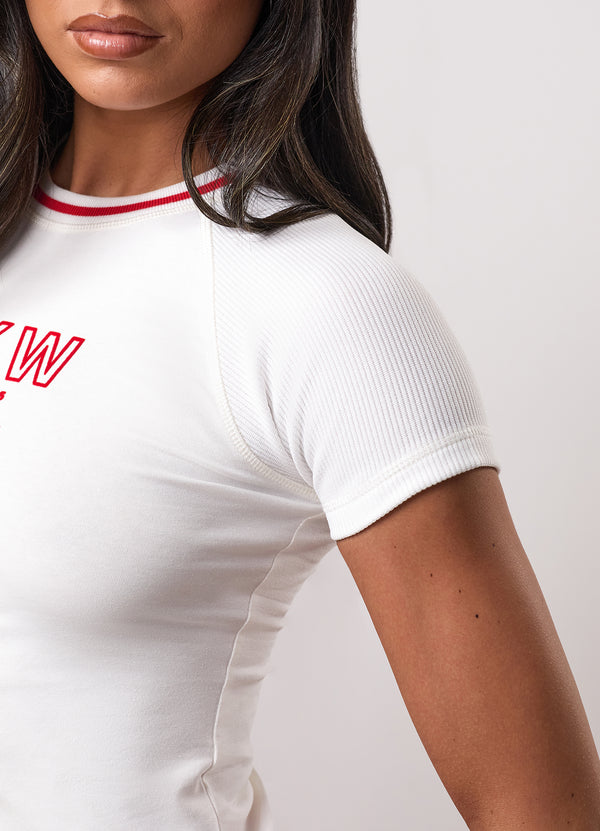 Gym King Team GKW Tee With Rib Sleeves Cream