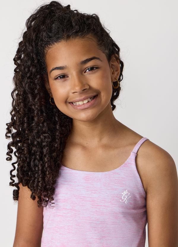 Gym King Kids 365 Long Line Tank Hydrangea Blue / Bubblegum Pink Grindle