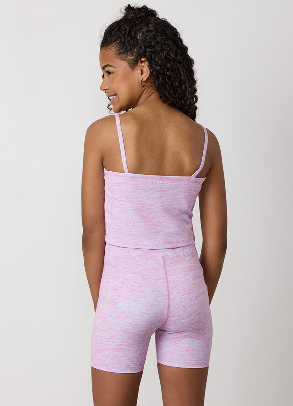 gym king Kids 365 Long Line Tank Hydrangea Blue / Bubblegum Pink Grindle