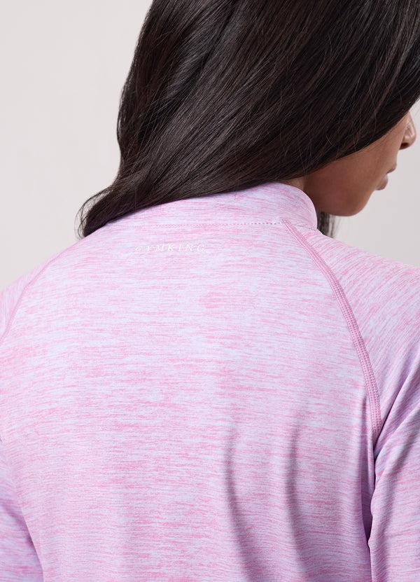 Gym King Kids 365 Long Sleeve Full Zip Funnel Hydrangea Blue / Bubblegum Pink Grindle