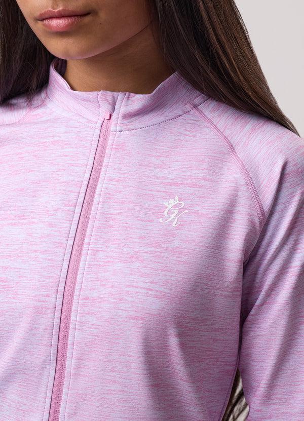 Gym King Kids 365 Long Sleeve Full Zip Funnel Hydrangea Blue / Bubblegum Pink Grindle