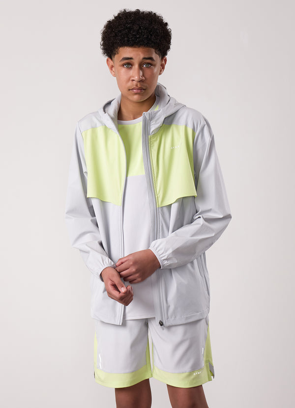 Gym King Kids Advance Tracksuit Top Light Grey/Limelight