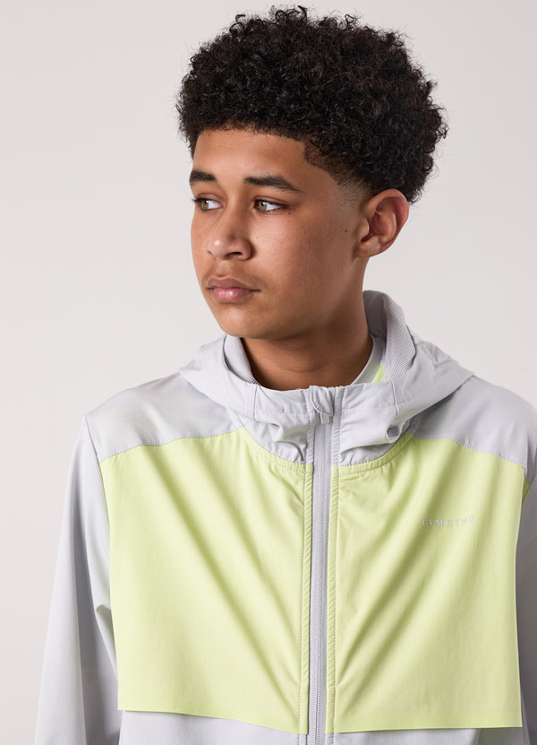 Gym King Kids Advance Tracksuit Top Light Grey/Limelight