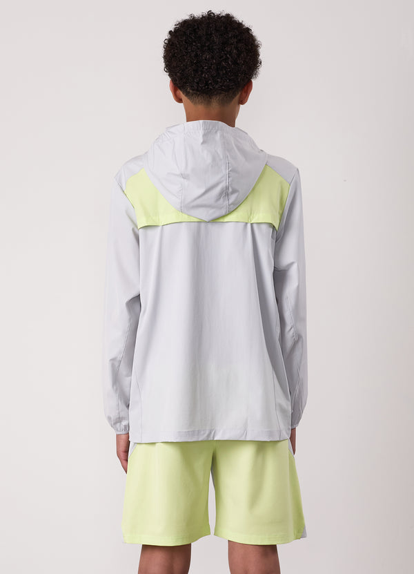 gym king Kids Advance Tracksuit Top Light Grey/Limelight