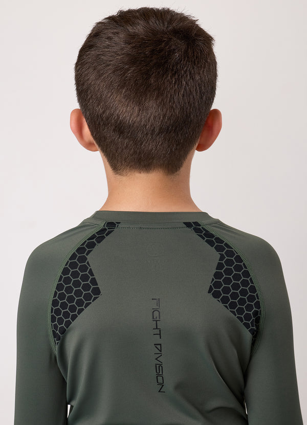 Gym King Kids Combat Long Sleeve Rash Guard Deep Olive