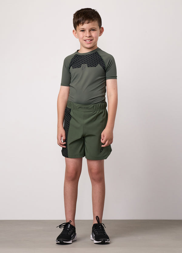 Gym King Kids Combat Short Sleeve Rash Guard Deep Olive