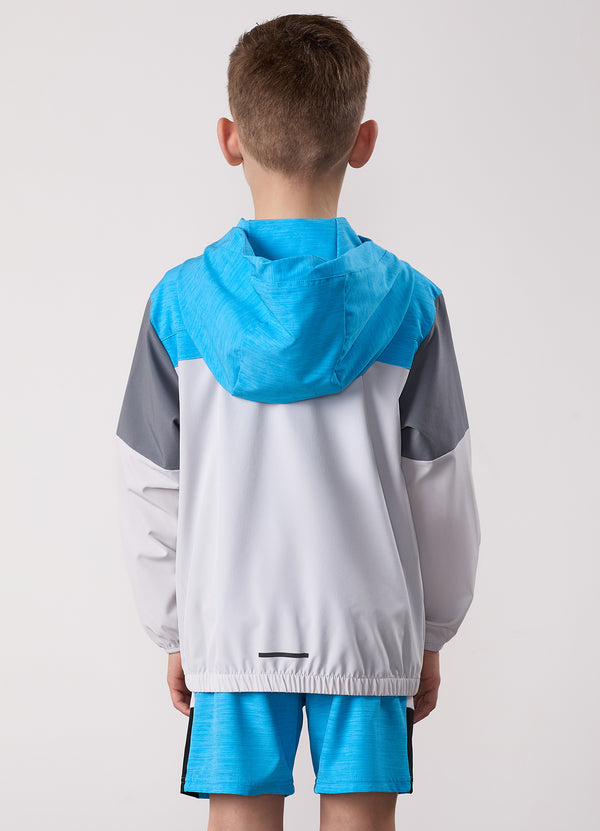 Gym King Kids Vision Tracksuit Top Light Grey/Portofino Blue