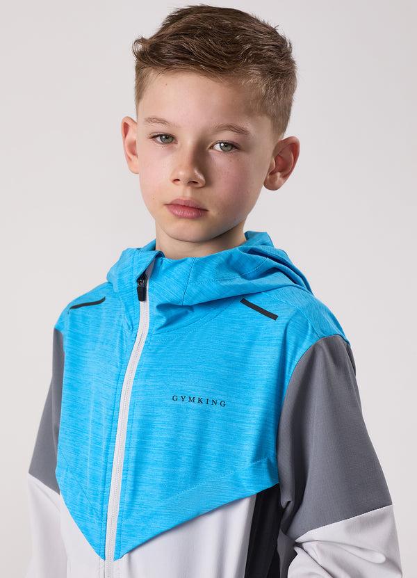 Gym King Kids Vision Tracksuit Top Light Grey/Portofino Blue