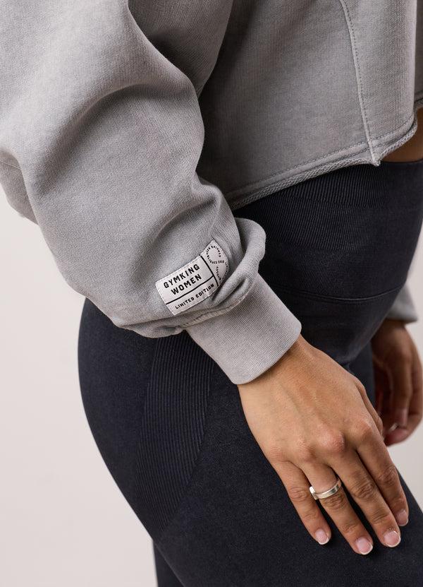 Gym King Limitless Crop Relaxed Fit Sweatshirt Washed Light Grey