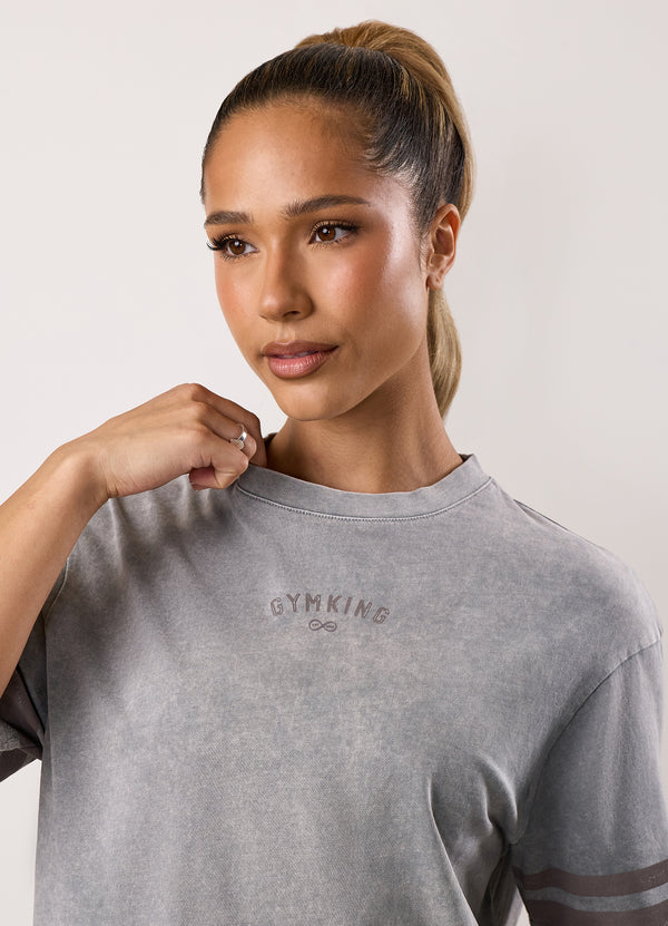 Gym King Limitless Jersey Boyfriend Tee Washed Light Grey