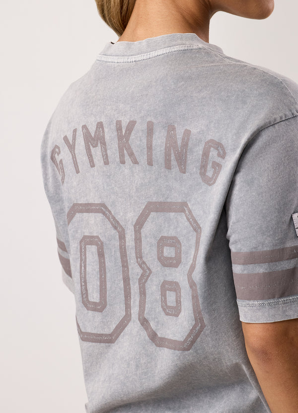 Gym King Limitless Jersey Boyfriend Tee Washed Light Grey
