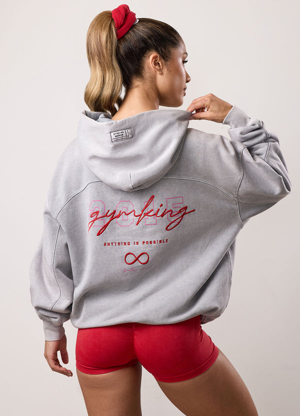 Gym King Limitless Oversized Hood Washed Light Grey