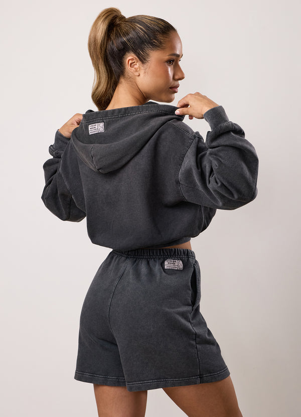 gym king Limitless Relaxed Fit Full Zip Hood Washed Black