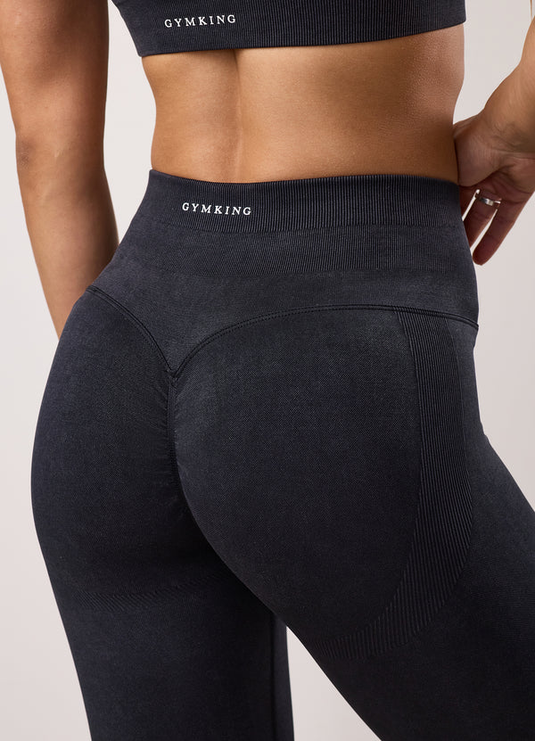 Gym King Limitless Seamless Sculpt Legging Black Acid Wash