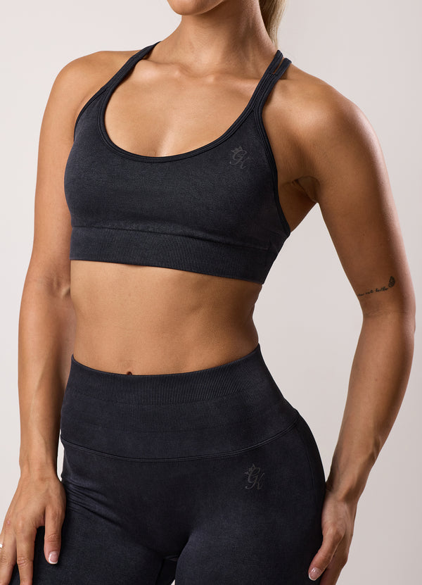 Gym King Limitless Seamless Sculpt Micro Bra Black Acid Wash