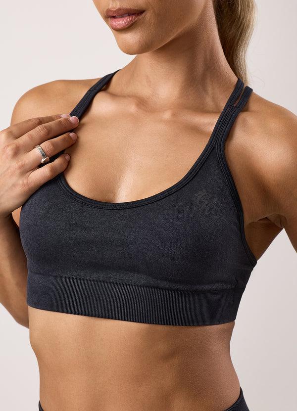Gym King Limitless Seamless Sculpt Micro Bra Black Acid Wash
