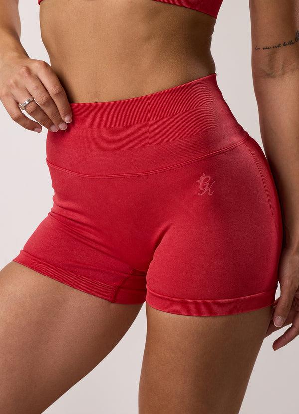 Gym King Limitless Seamless Sculpt Short 3" Deep Red Acid Wash