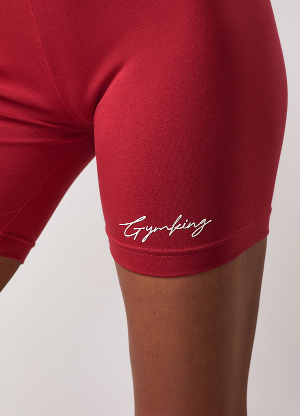 Gym King Script Mindset 5" Jersey Cycle Short Burnt Cherry