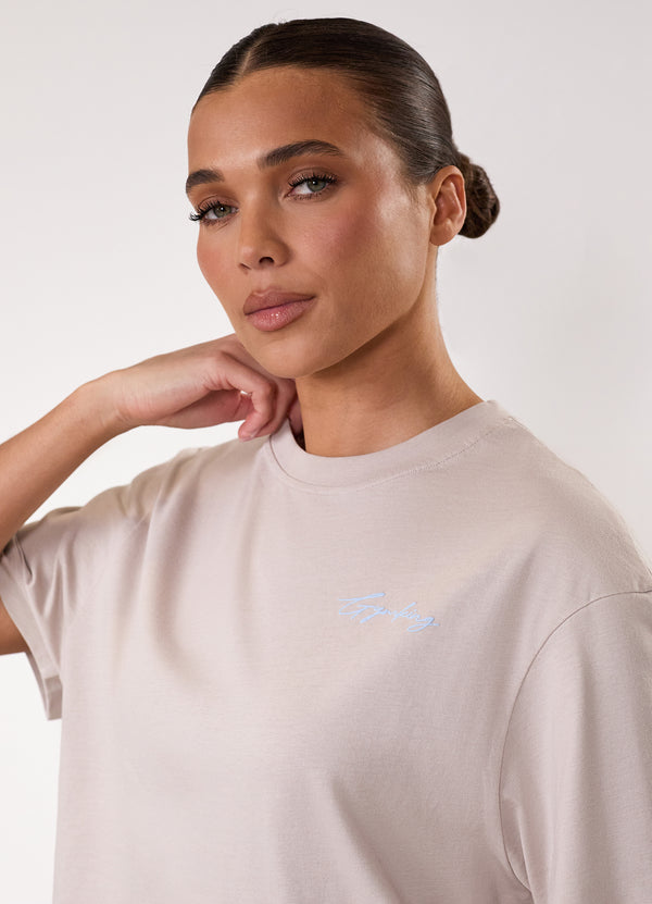 Gym King Script Mindset Boyfriend Tee Light Stone/Sky Blue