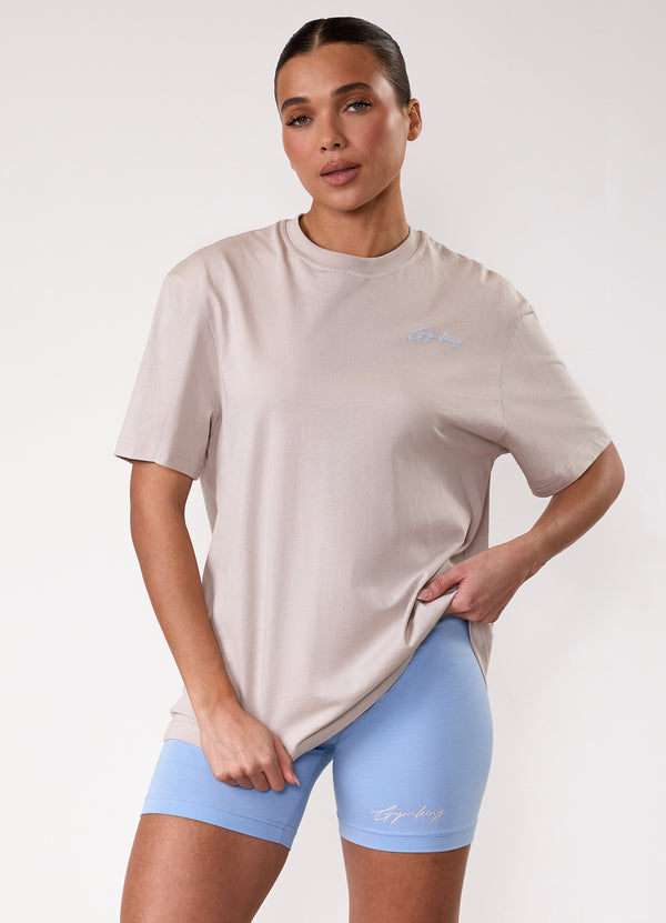 gym king Script Mindset Boyfriend Tee Light Stone/Sky Blue