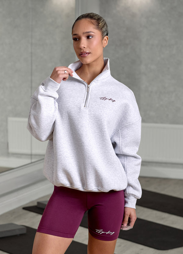 gym king Script Mindset Fleece Funnel Snow Marl/Fig