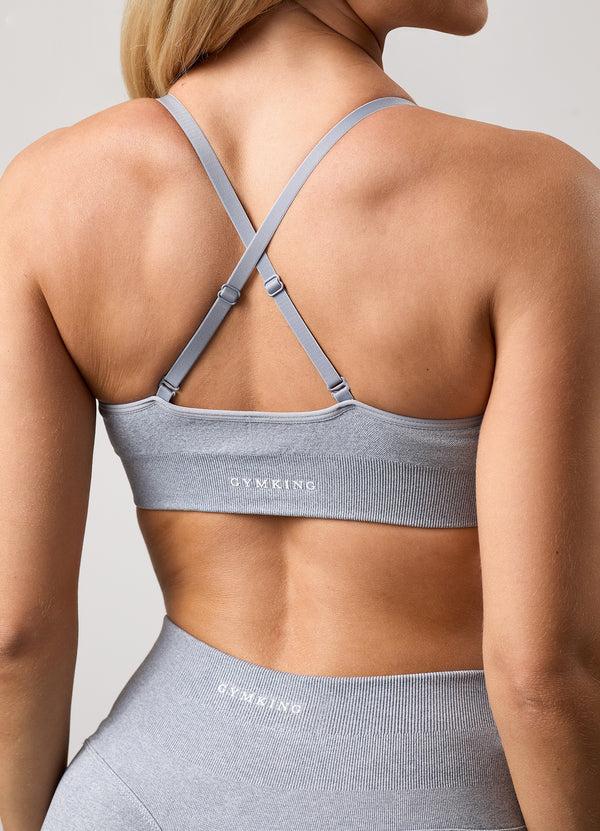 Gym King Sculpt Marl Seamless Scrunch Bra Blue Mist Marl