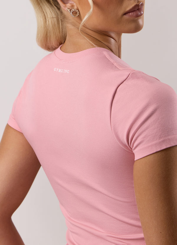 Gym King Sculpt Seamless Short Sleeve Tee Pink Blush