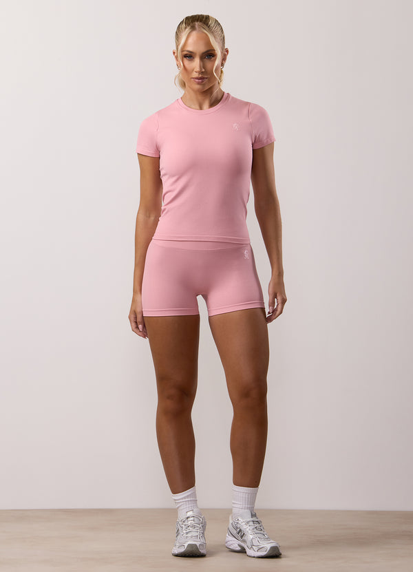 Gym King Sculpt Seamless Short Sleeve Tee Pink Blush