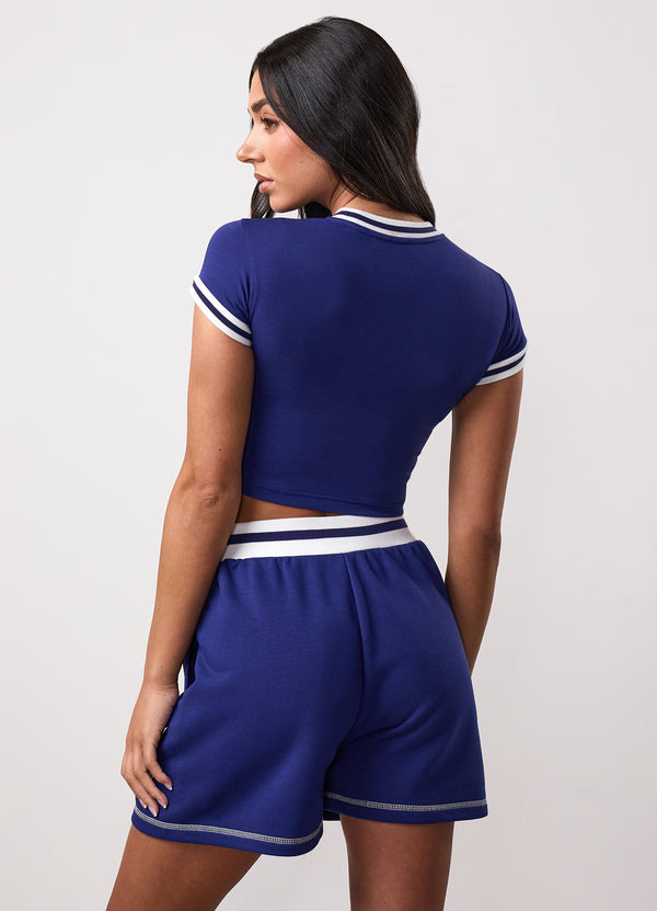 gym king Team GKW Crop Tee With Tipping Galaxy Blue