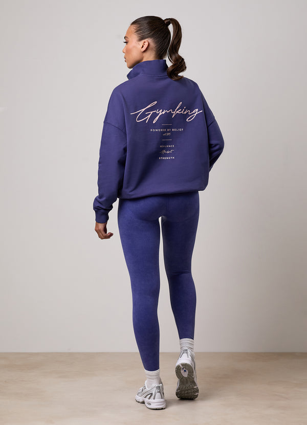 Gym King Washed Reset 1/4 Zip Funnel Starlight Blue