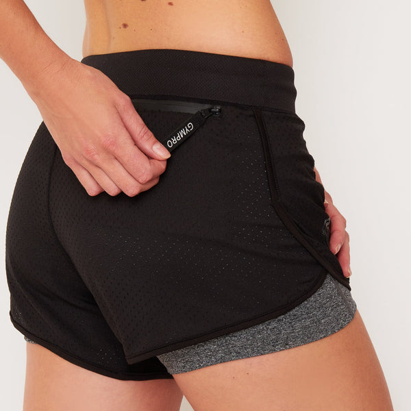 Gympro Womens - Fusion Stripe Training Shorts - Black