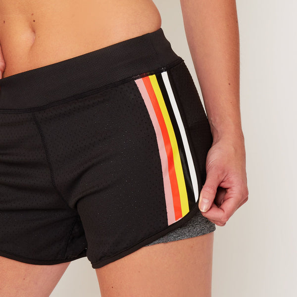 Gympro Womens - Fusion Stripe Training Shorts - Black