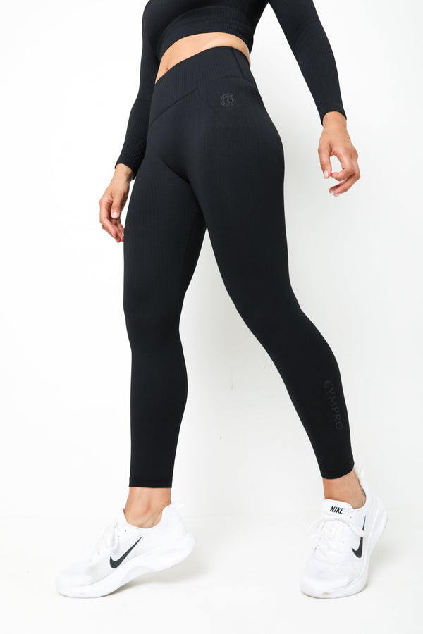 Gympro Womens - Lili Ribbed Seamless Leggings - Black