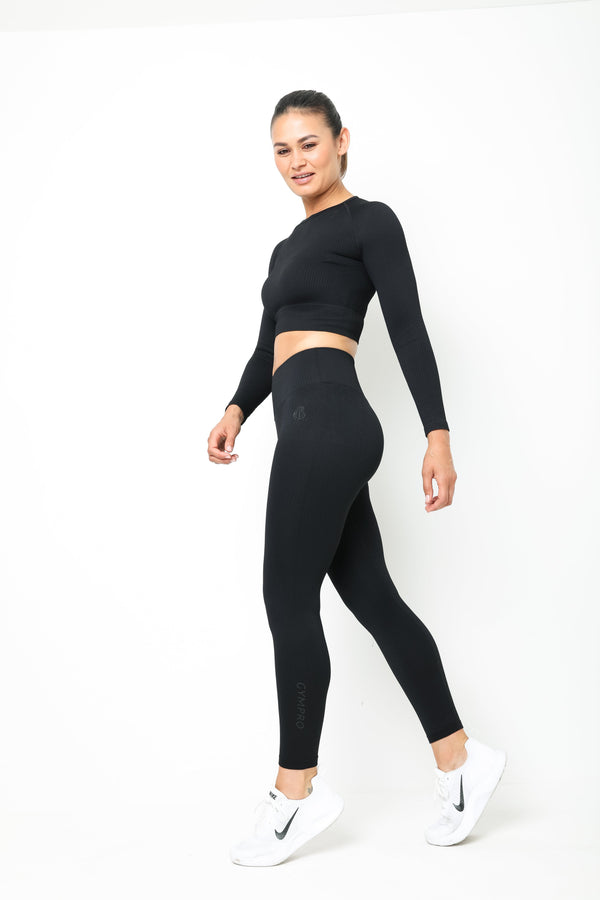 Gympro Womens - Lili Ribbed Seamless Leggings - Black