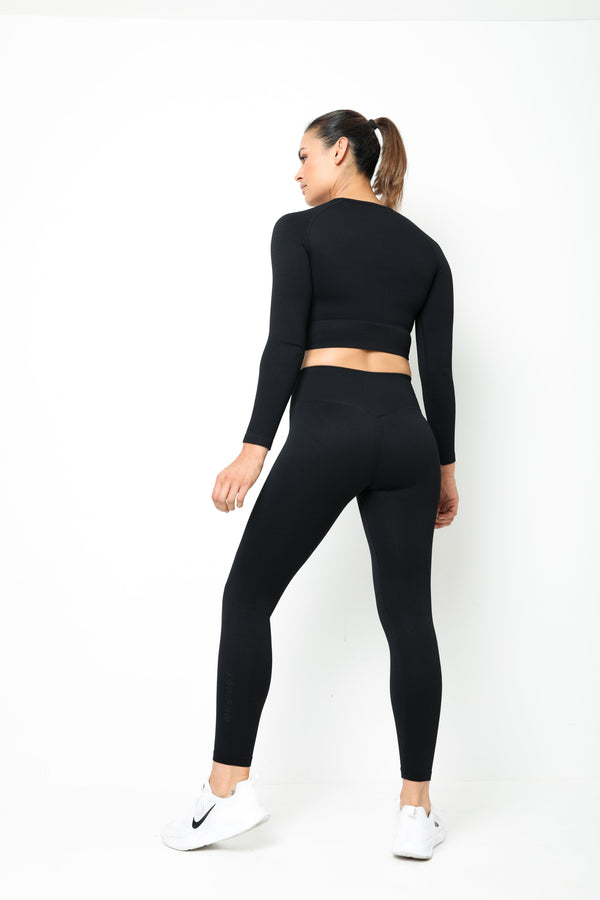 Gympro Womens - Lili Ribbed Seamless Leggings - Black
