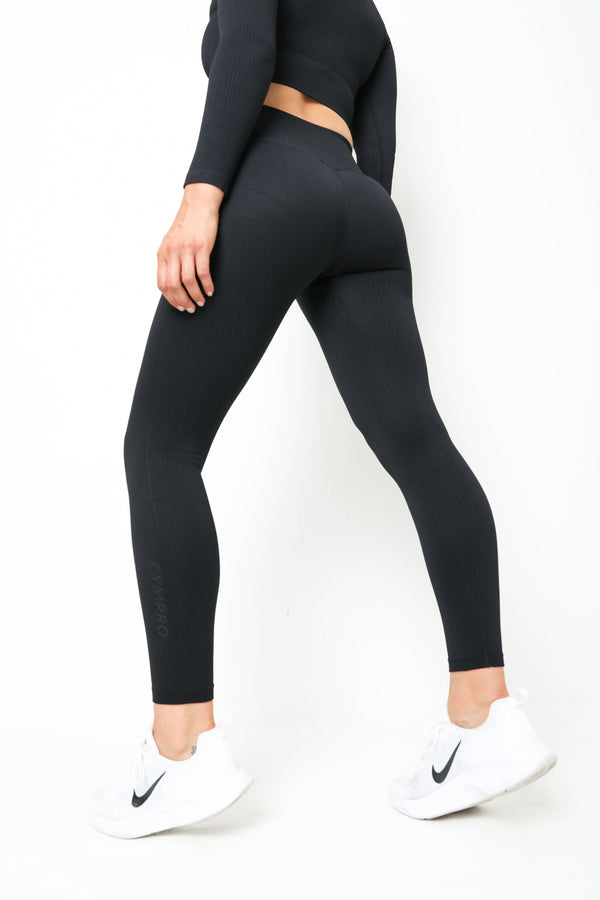 gympro Womens - Lili Ribbed Seamless Leggings - Black