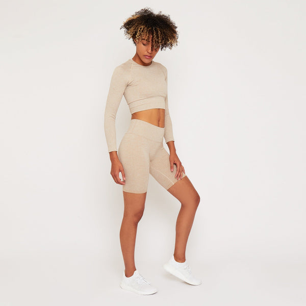 Gympro Womens - Lili Seamless Cropped Top - Biscuit