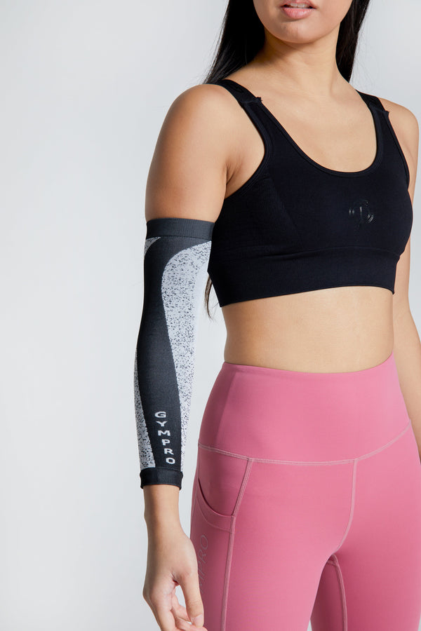 gympro Womens - Elite Seamless Compression Arm Sleeve - White/Black