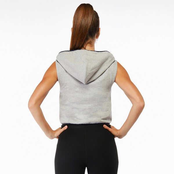 Gympro Womens - Evolution Sleeveless Cropped Hoodie - Grey