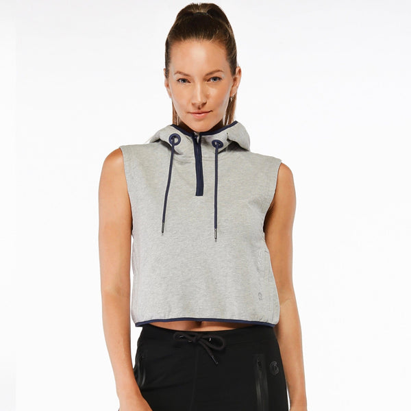 gympro Womens - Evolution Sleeveless Cropped Hoodie - Grey