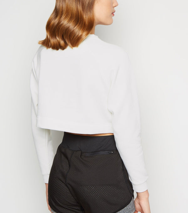 Gympro Womens - Logo Cropped Jumper/Sweatshirt - White & Gold