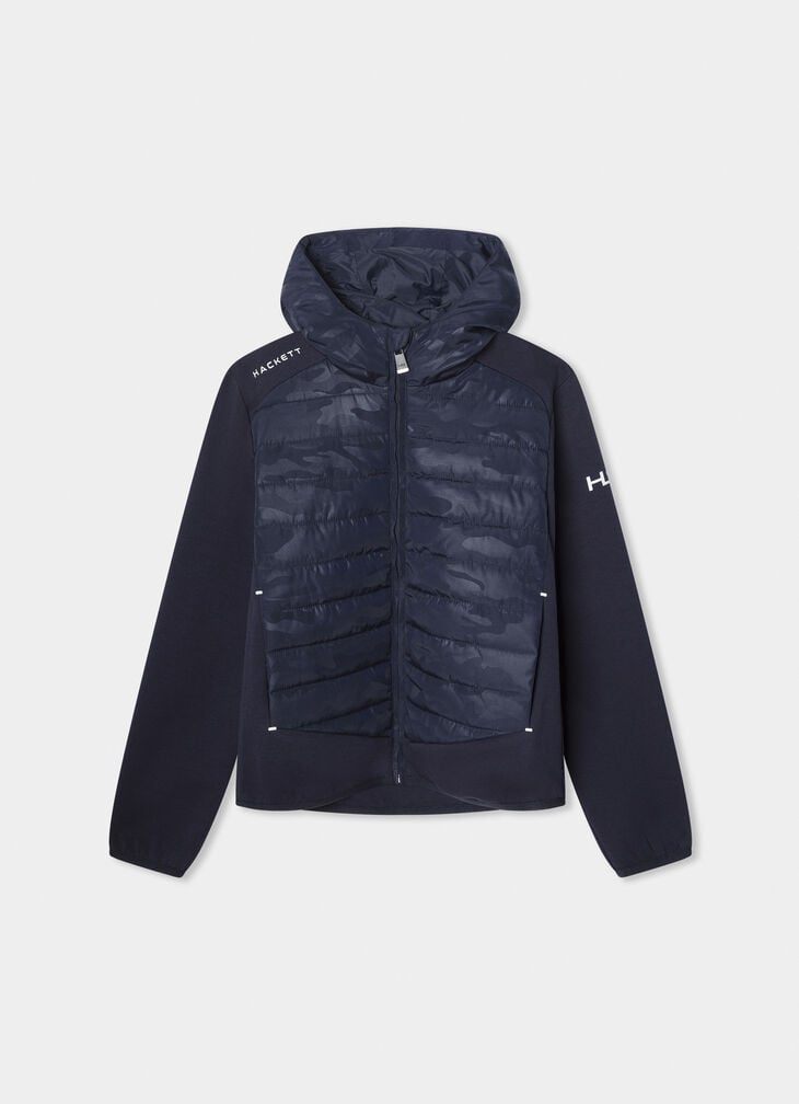 hackett camo hybrid full zip hooded jacket