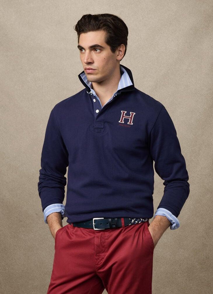hackett classic fit h logo rugby shirt