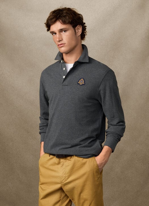 Hackett Classic Fit Long Sleeve Crest Polo