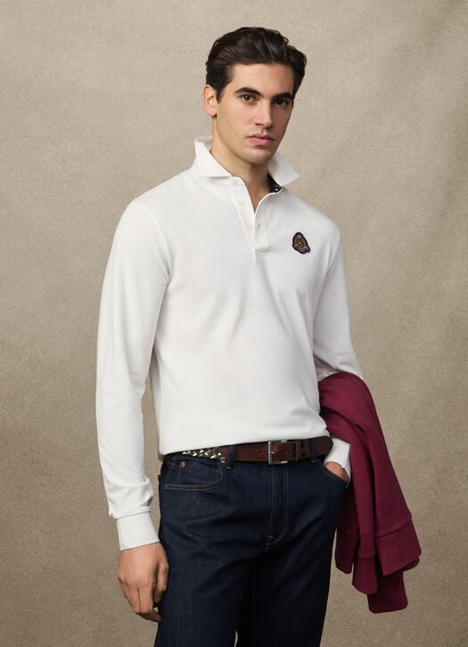 Hackett Classic Fit Long Sleeve Crest Polo