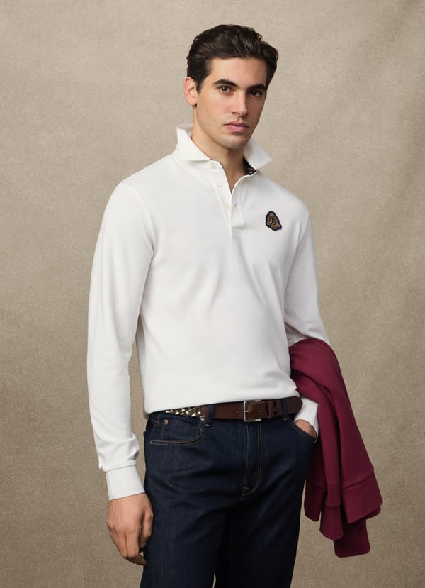 Hackett Classic Fit Long Sleeve Crest Polo
