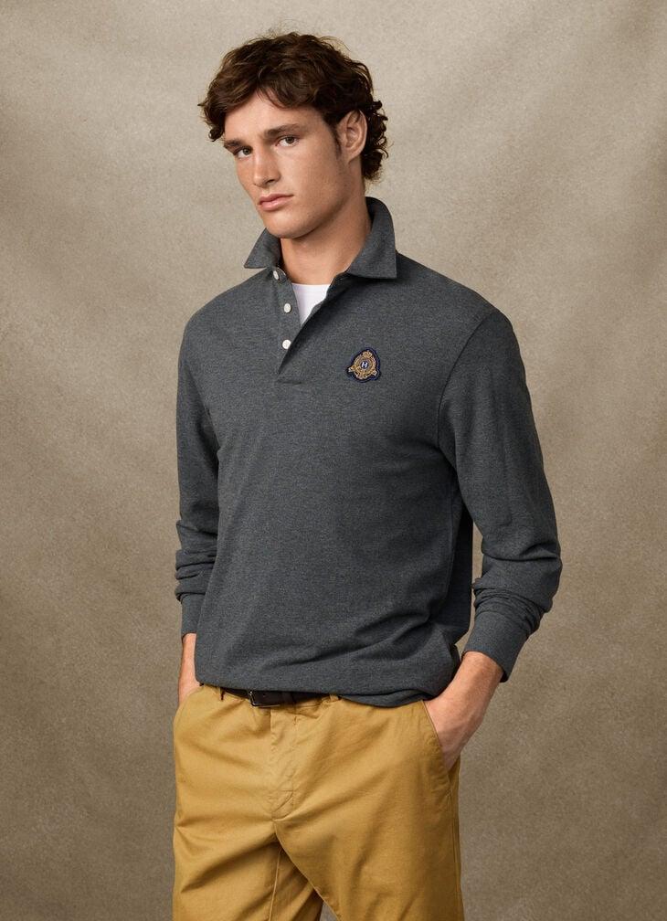 hackett classic fit long sleeve crest polo