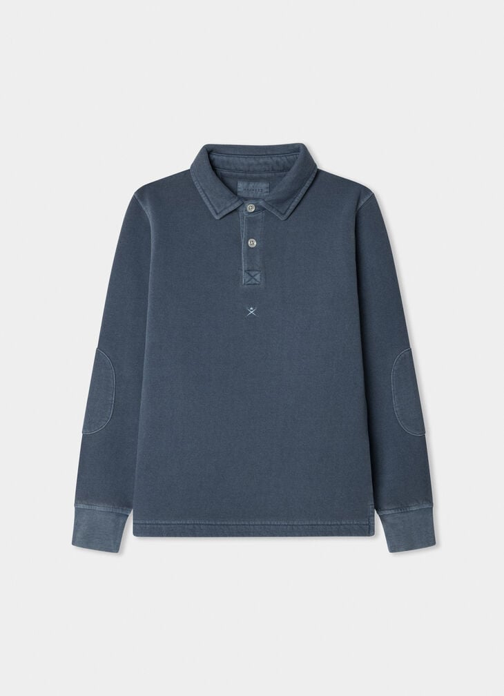 hackett classic fit long sleeve fleece polo