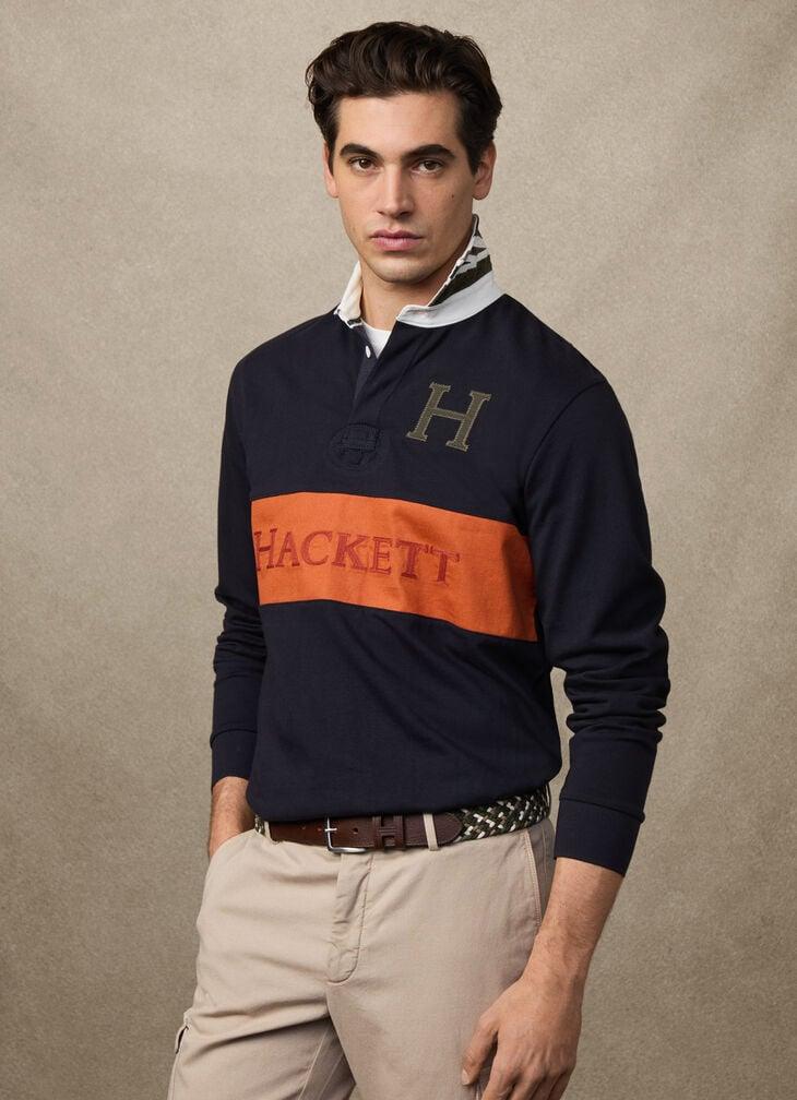 hackett classic fit rally rugby shirt