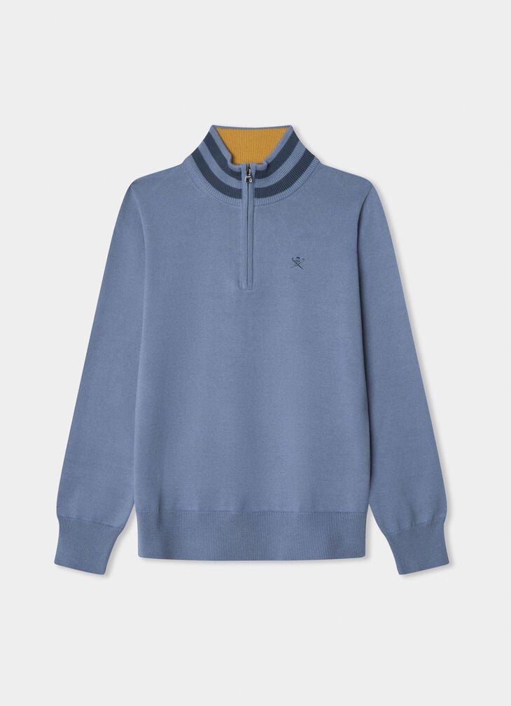 hackett cotton tipped quarter zip jumper